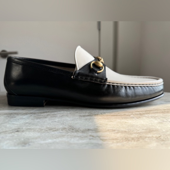 GUCCI 1953 Betis Glamour Horsebit Leather Loafer Black White 9/ 9.5 US $1000 ALD - Picture 2 of 9